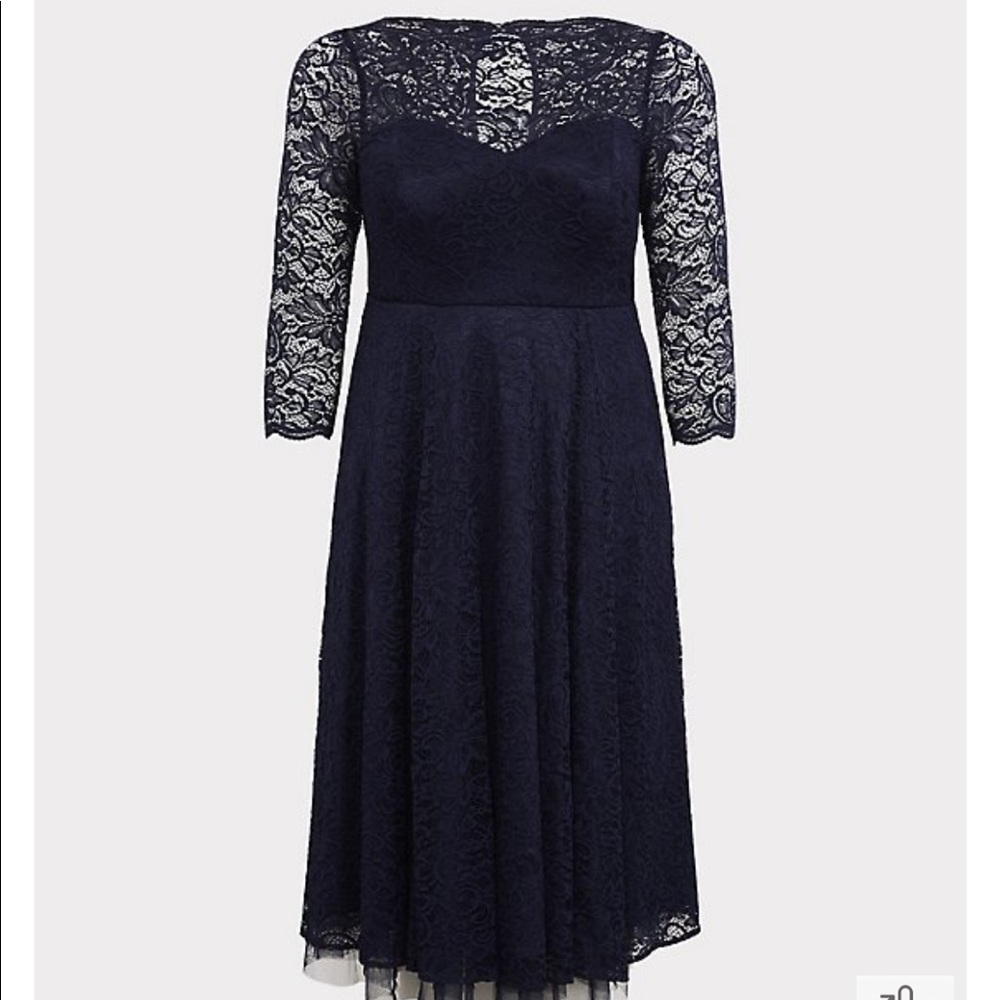 Navy Lace Midi Dress